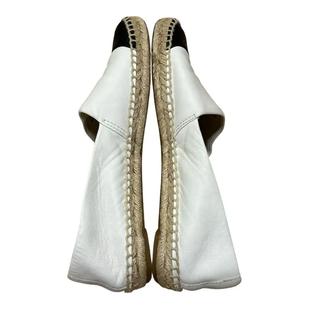 Tory Burch White Black Colorblock Espadrilles Flats 7.5